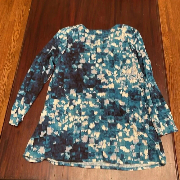 Pure Jill teal and white patterned tunic with pockets size L - Picture 4 of 6